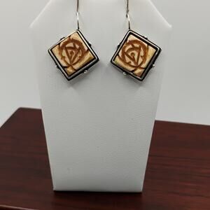 Tabra Inspired Bone engraved Sterling Silver Earrings